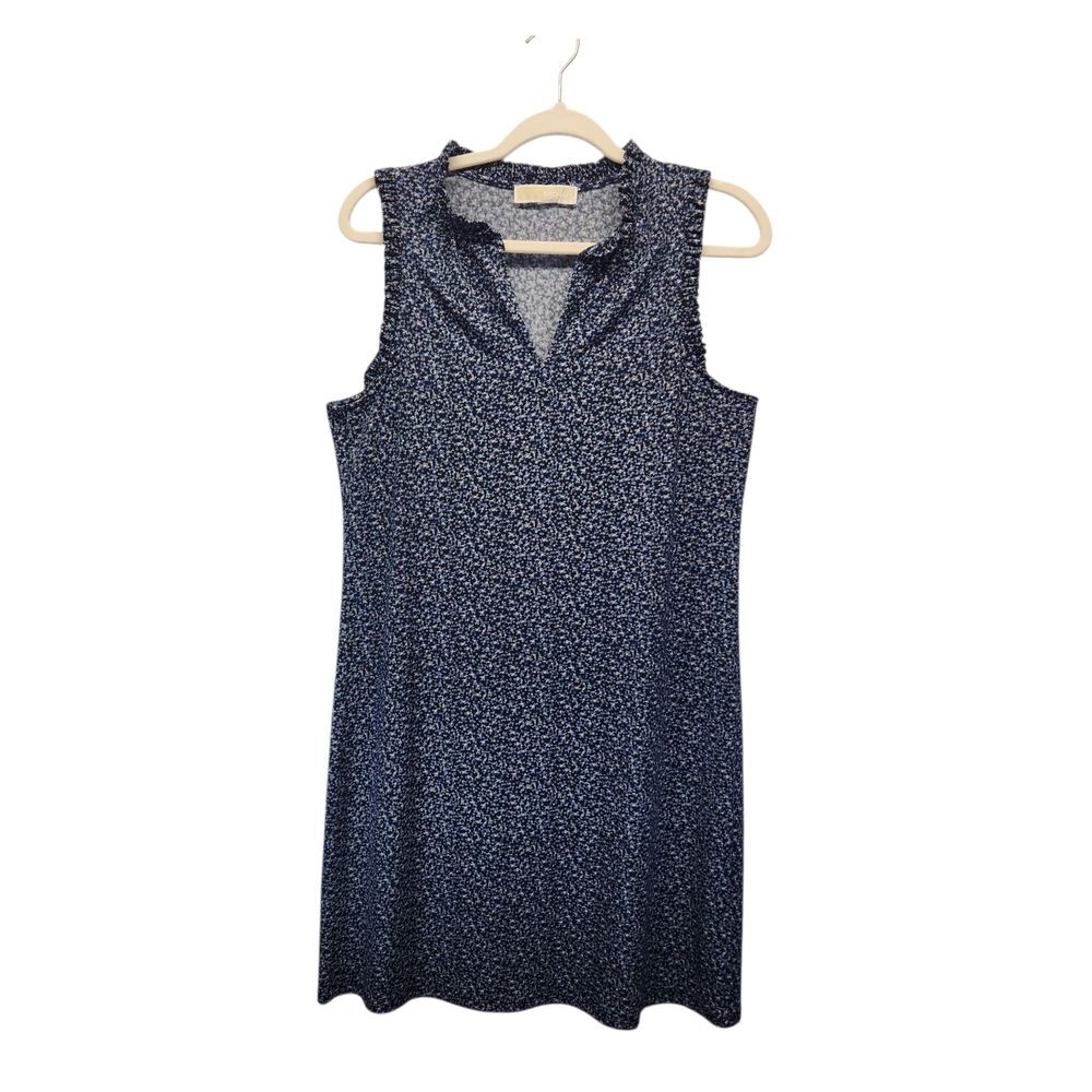 Michael Kors Ditsy Floral Ruffle V-Neck Sleeveless Dress Medium
